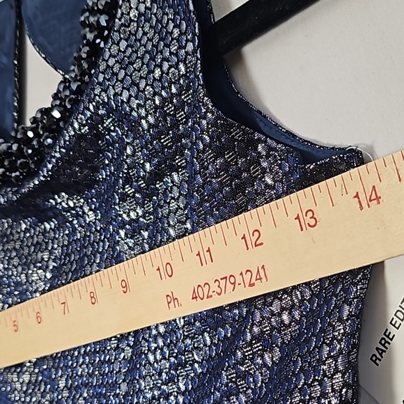NWT Rare Editions Girls Navy Blue Silver Fishscale Formal Dress Size 10 - Picture 10 of 13